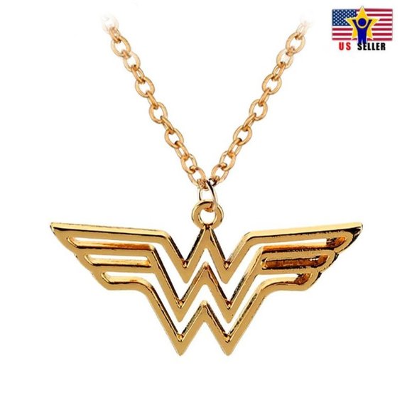 Super Girl Superhero Wonder Woman Pendant Gold Charm Feminist Symbol Nec… - Picture 1 of 4